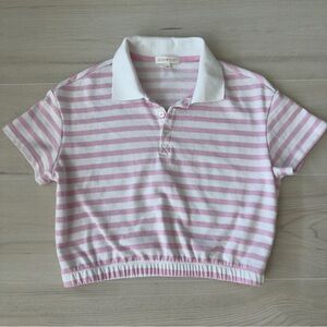 Pink and White Striped Cropped Top